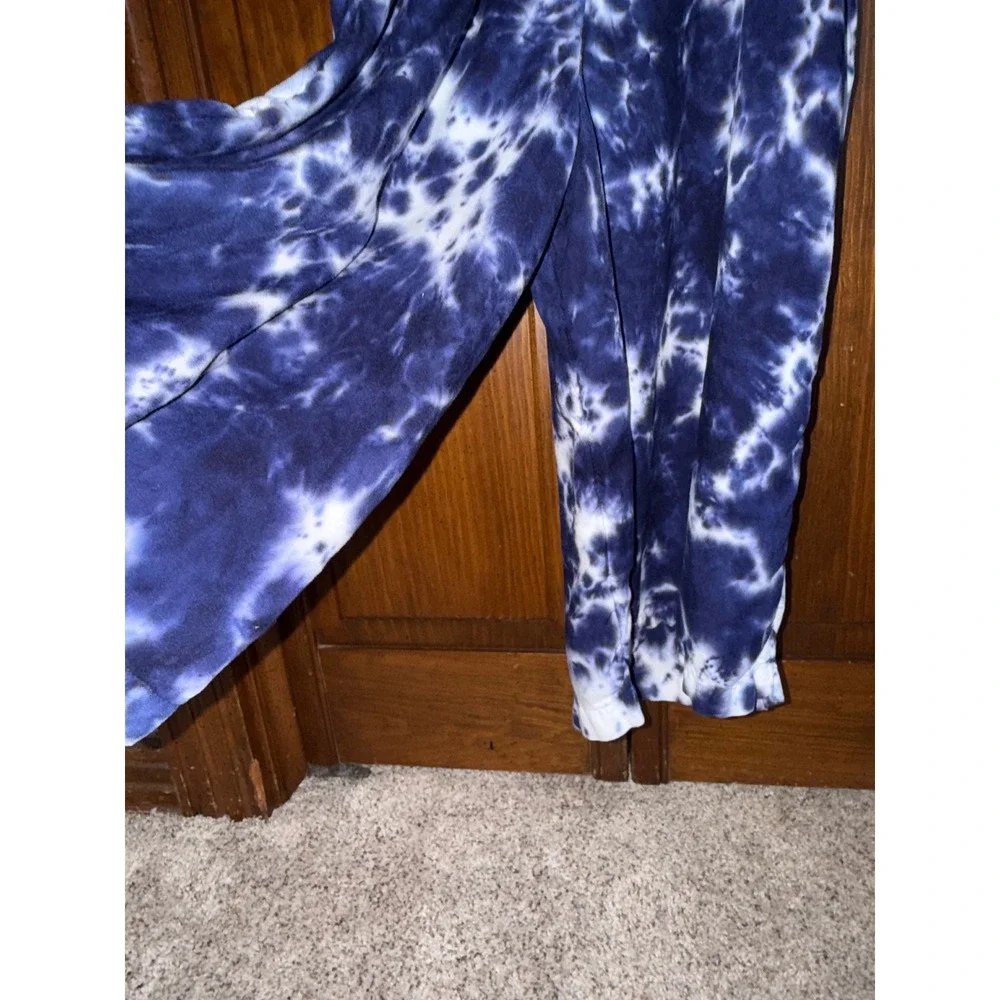Justice Girls Blue Tie Dye Jumpsuit Ruffle Wide Leg Pocket Romper Size S 7/8